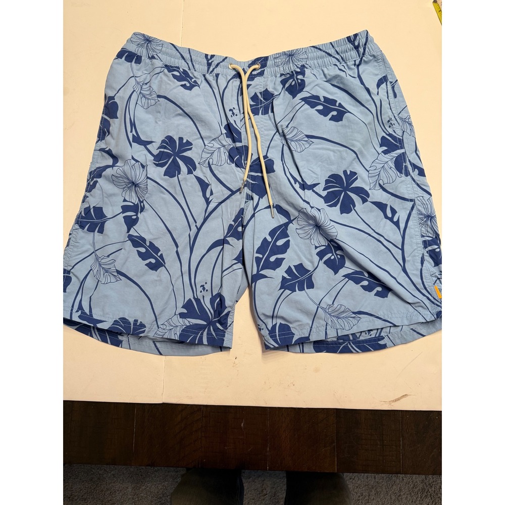 Quiksilver Waterman Collection Blue Floral Swim Trunks Mens Recycled Shorts